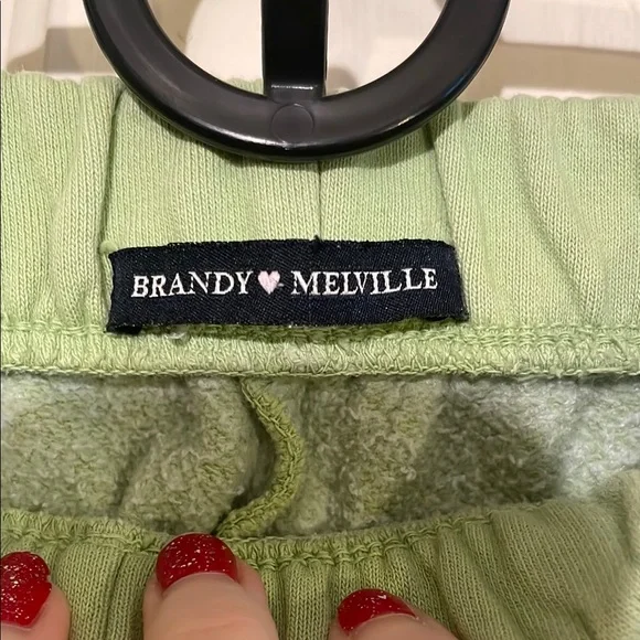 Brandy Melville Green Jogger Sweatpants Relaxed Fit - Picture 3 of 5